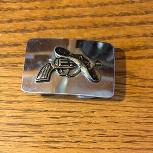 Silver Gun and Hat Belt Buckle